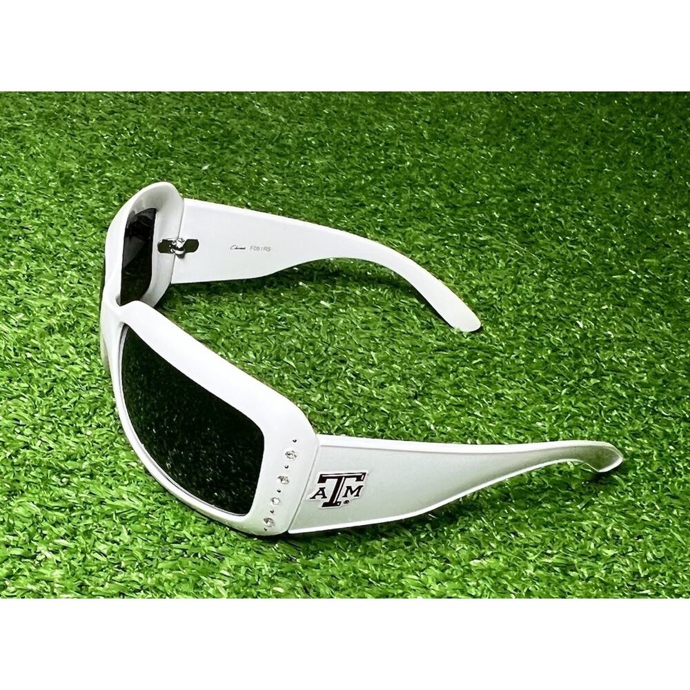 Vintage Texas A&M Sunglasses Y2K Aggies Women Glasses White Chunky EUC Dark Lens